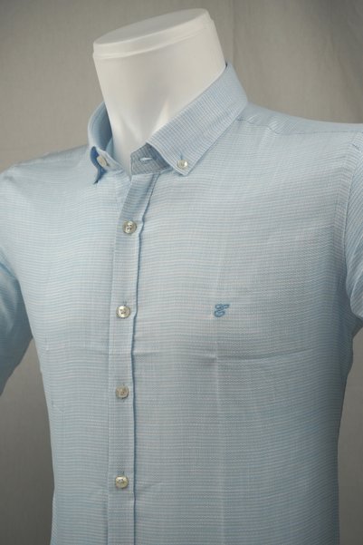 elitpark 100% Cotton Light Blue Long Sleeve Pocketless Regular Fit Premium Men's Shirt