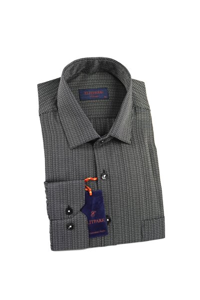 elitpark Midnight texture patterned cotton pocketed men's shirt
