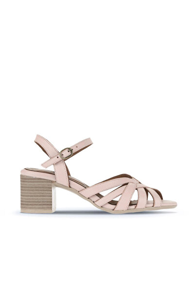 Bueno Shoes Sandale cu toc pentru femei din piele pudrată 01wa2800