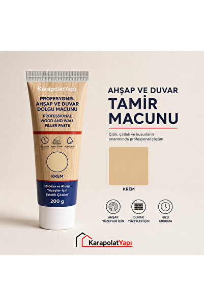KarapolatYapı Krem Ahşap Mobilya Parke Tamir Macunu Çok Amaçlı Macun