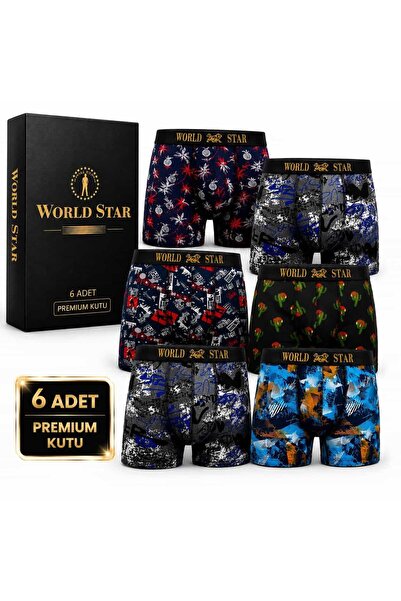 luxtornado Boxeri cu model pentru bărbați WORLD STAR, pachet de 6 în cutie sp...