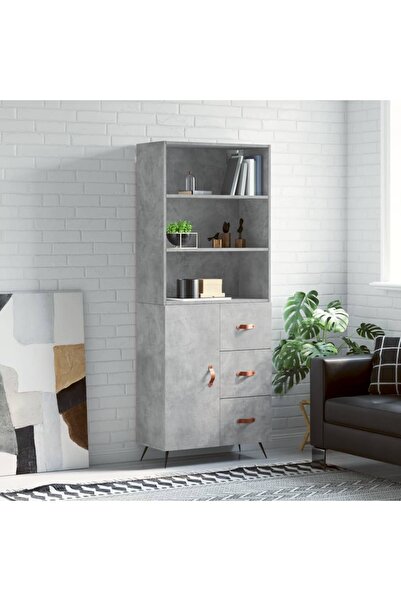 Concept Dulap înalt, gri beton, 69,5x34x180, lemn compozit
