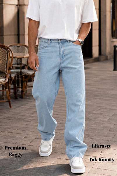 CEDY DENIM Blugi largi de înaltă calitate marca Leon - Blugi albaștri cu tali...
