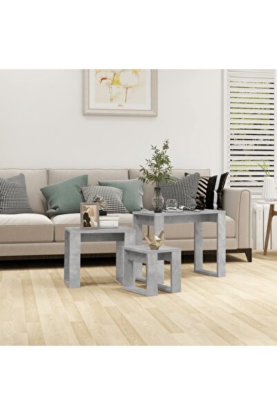 Concept Mese suprapuse, 3 buc., gri beton, lemn compozit