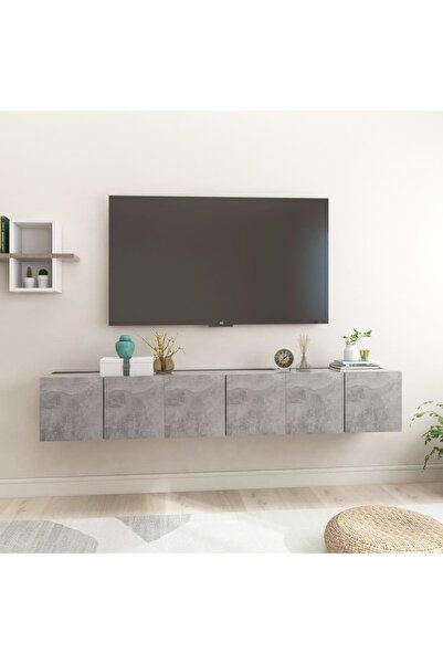 Concept Dulapuri TV suspendate, 3 buc., gri beton, 60x30x30 cm