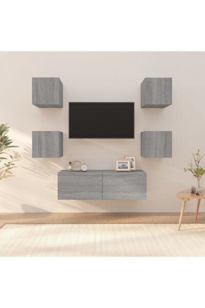 Concept Set dulapuri TV montate pe perete, gri sonoma, lemn prelucrat