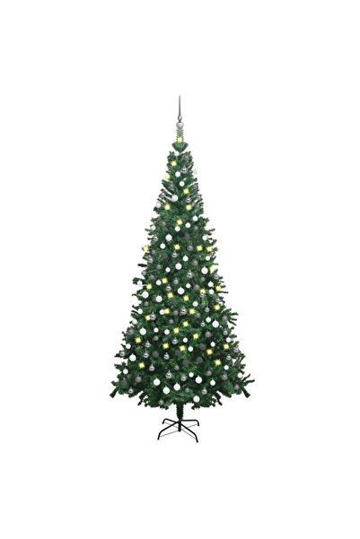 Concept Set brad Crăciun artificial cu LED-uri/globuri verde 240 cm L