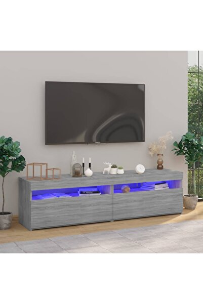 Concept Comodă TV cu lumini LED, 2 buc., Sonoma gri, 75x35x40 cm