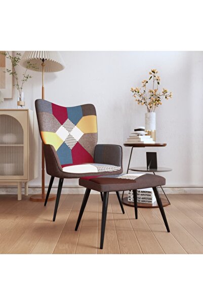 Concept Scaun de relaxare cu taburet, textil, petice
