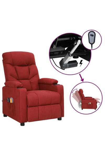 Concept Fotoliu de masaj rabatabil electric, roșu vin, textil