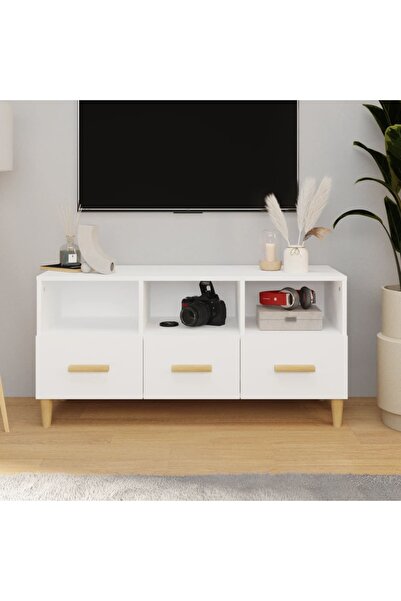 Concept Comodă TV, alb, 102x36x50 cm, lemn compozit