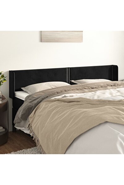Concept Tăblie de pat cu aripioare negru 163x16x78/88 cm catifea