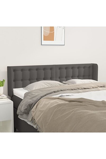 Concept Tăblie de pat cu aripioare gri 147x16x78/88 cm piele ecologică