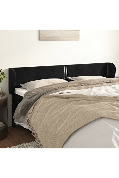 Concept Tăblie de pat cu aripioare negru 183x23x78/88 cm catifea