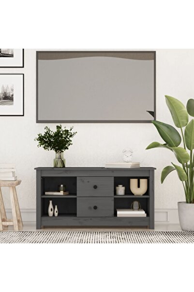 Concept Comodă TV, gri, 103x36,5x52 cm, lemn masiv de pin