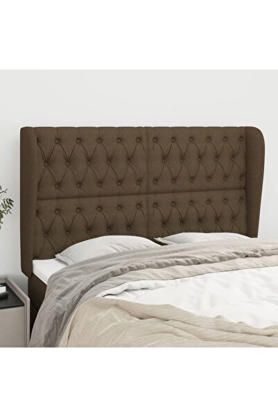 Concept Tăblie de pat cu aripioare maro închis 163x23x118/128 cm textil