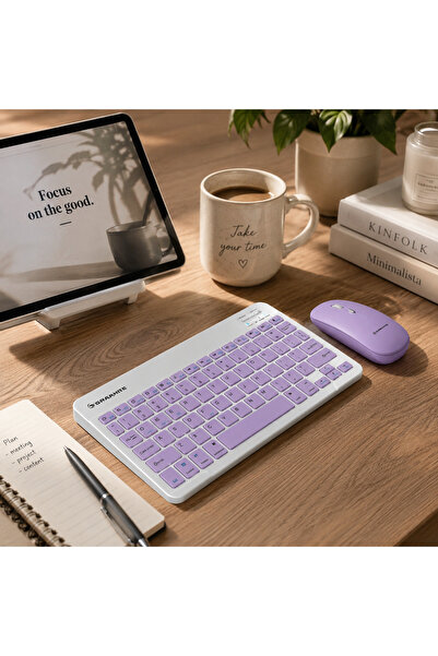 TTT Mor Kablosuz Klavye Ve Mouse Seti