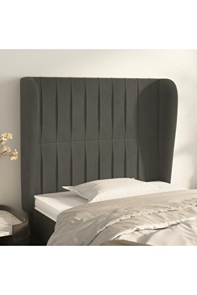 Concept Tăblie de pat cu aripioare gri închis 83x23x118/128 cm catifea
