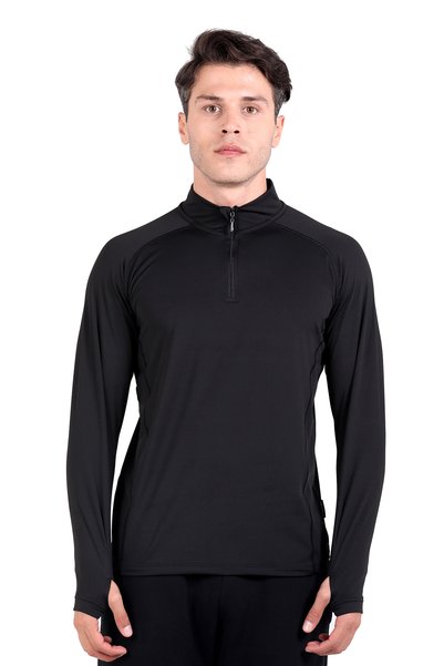 THERMOFORM Extreme Erkek Uzun Kol Yarım Fermuar Termal Sweatshirt Heat Siyah