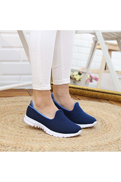 Nesil Shoes حذاء مشي نسائي مرن تشريحي باللون الأزرق الداكن Dvm 901