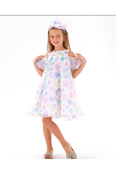 Miss Hely Girls Kids KIZ ÇOCUK 3138 PUANTİYE TAÇLI ABİYE GKMH0001
