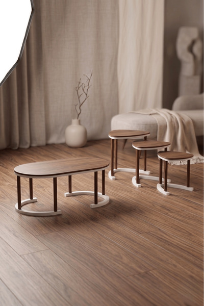 access wood DEMONTE DEKORATİF SEHPA SETİ (ORTA VE 3 LÜ SEHPA)