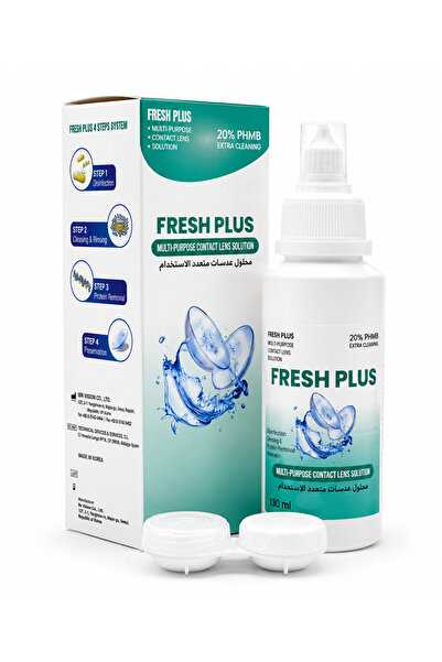 FRESH PLUS محلول عدسات فريش بلس 130 مل المنظف والمطهر للعدسات الملونة والطبية
