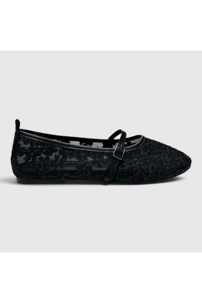 SHOELUKS Siyah Nakışlı Babet