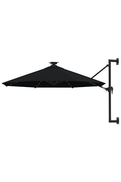 Concept Umbrelă soare LED montaj pe perete stâlp metal negru 300 cm
