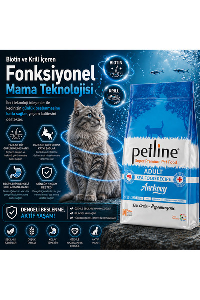 Petline Yerli Karadeniz Hamsili - Balıklı Yetişkin Kedi Maması 20kg (2X10KG)-...