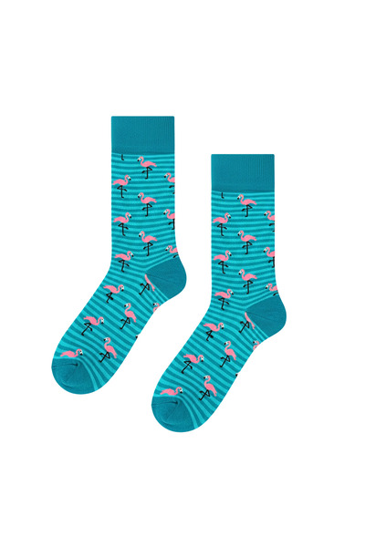 CARNAVAL SOCKS Șosete colorate cu model flamingo în cerc
