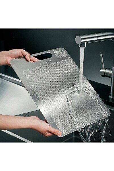 ShgHomeDesign Paslanmaz Çelik Kesme Tahtası 23x34 cm– Hijyenik, Kaymaz, Bulaş...