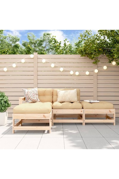 Concept Set mobilier de grădină cu perne, 4 piese, lemn masiv