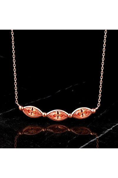 Cecile Jewellery 18 Ayar Rose Altın Kaplama Sultani Gümüş Kolye, 925 Ayar Zir...