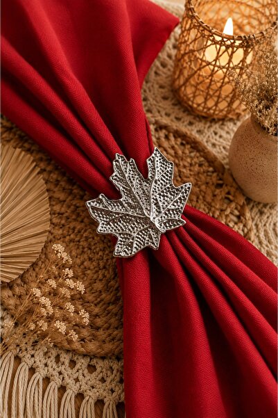 Emtory Home 6 Adet Gümüş Vintage Çınar Yaprağı Metal Peçete Halkası - Napkin ...