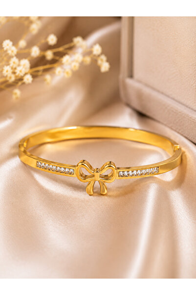 Passion by rahi Stainless Steel Plated 18K Gold Buckle Inlaid With Bow Zircon...