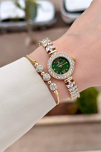 Daniel Klein Dial Green Strap Gold Color 22.5 mm Wedding Dress Model Women's ...