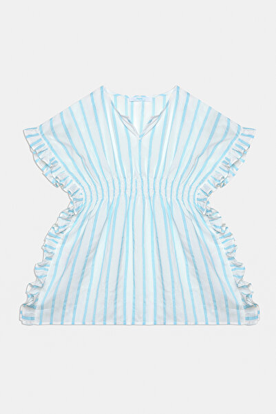Penti Glänzender mintfarbener gestreifter Kaftan für Mädchen
