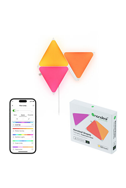 Nanoleaf Üçgen Akıllı RGBW Duvar Paneli Genişletme Paketi App Kontrollü, 3 Pa...