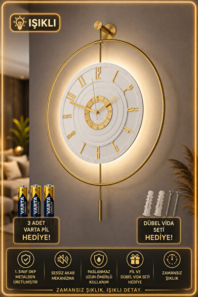 MetaQuartz Aksesuar Timelles ( 12-24h)-(PİLLİ LED) - Modern Metal Duvar Saati