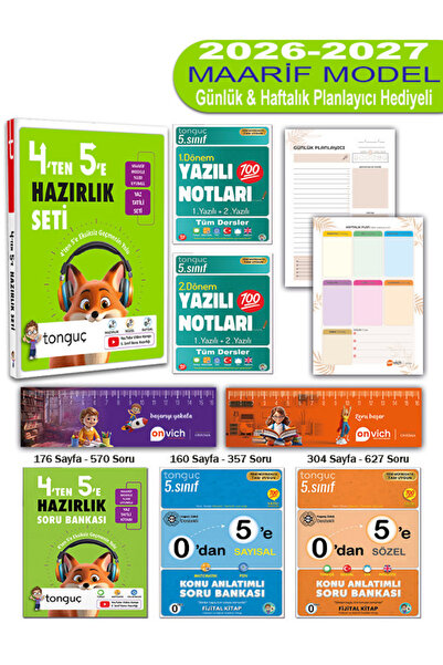 Tonguç Yayınları 5. Sınıf 4 ten 5 e Hazırlık Tekrar Seti - 1 ve 2 Dönem Yazıl...