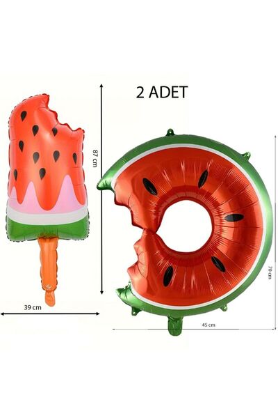 partidolu Donut Karpuz ve Karpuzlu Çubuk Dondurma Şekilli Folyo Balon 2 Adet ...
