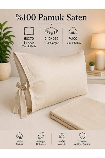 DOĞA EV TEKSTİLİ Doğanın Tüm Renkleri Satin Bed Sheet Set Double Size 100% Co...