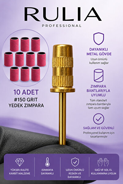 Rulia Professional Rulia Gold Zımpara Başlığı + 10’lu #150 Grit Yedek Zımpara...