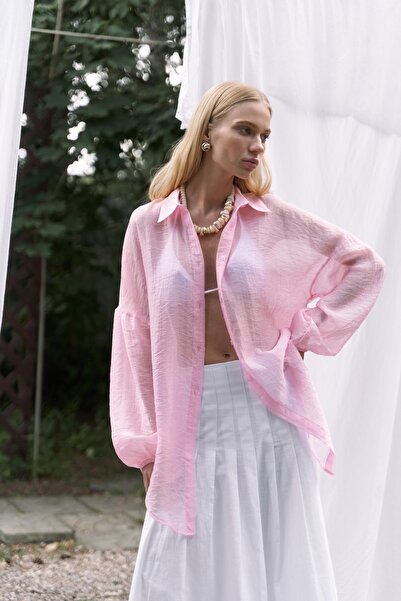 BOHEMAİ Lyra Oversize Pembe Gömlek