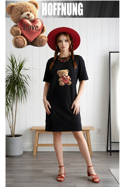HOFFNUNG Women's Short Sleeve Crew Neck T-Shirt Dress Nightgown