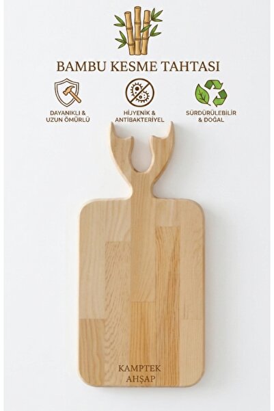 kamptek kamp teknolojisi Kamptek Bamboo Cutting Board with Wooden Deer Horn H...