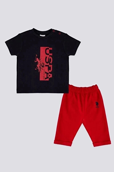 U.S. Polo Assn. بدلة طفل رضيع باللون الأزرق الداكن مرخصة من يو اس بولو اسن