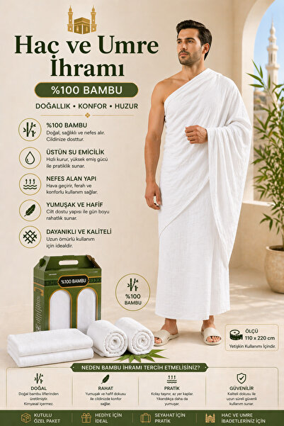 ÖZKANAY TEKSTİL Bamboo %100 Bambu 110 x 220 Cm 1300 Gr Umre Ve Hac İhramı