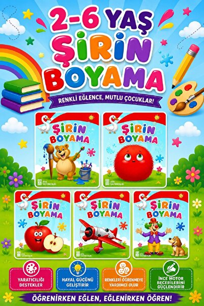 Ata Yayıncılık 3-6 Years Old Cute Coloring Books (5-Pieces)